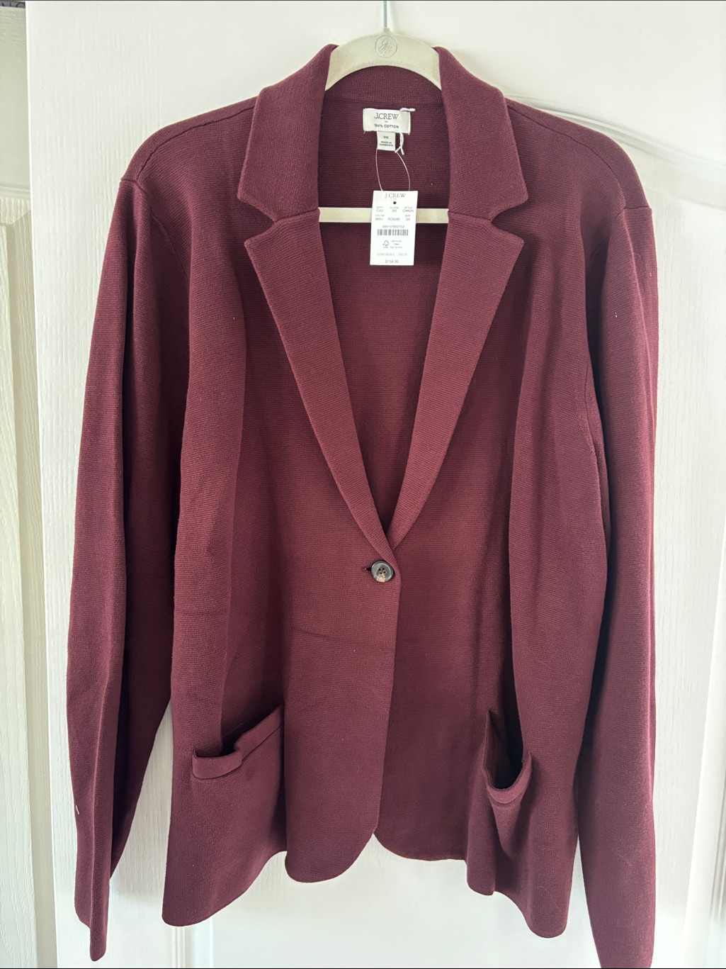 Nwt J Crew Women's Burgundy Single-Button Knit Blazer/Sweater Size 3x